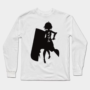 BOFURI Black Silhouette Anime Characters Maple with Her Japanese Name Long Sleeve T-Shirt